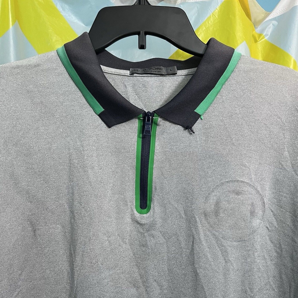 G/Fore Men's 1/4 Zip Embossed Logo Performance Golf Polo Shirt Sz L Grey
